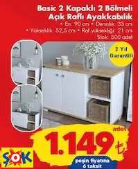 BASİC 2 KAPAKLI 2 BÖLMELİ AÇIK RAFLI AYAKKABILIK